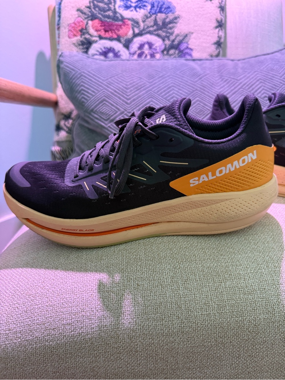 Salomon Black with Yellow Accent Athletic Running Shoe